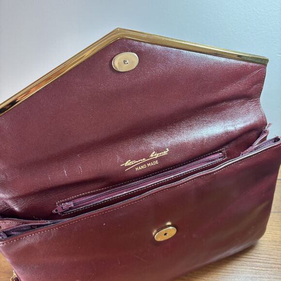 Vintage Etienne Aigner Burgundy Oxblood Leather Classic Clutch Shoulder Bag - Picture 9 of 16